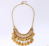 Vintage Ethnic Style Metal Carving Coin Tassel Necklace