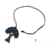 Bohemia Ethnic Life Tree Pendant Rainbow Wooden Handmade Beads Long Christmas Tree Necklaces